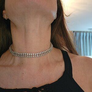 Rhinestone choker necklace with adjustable extension